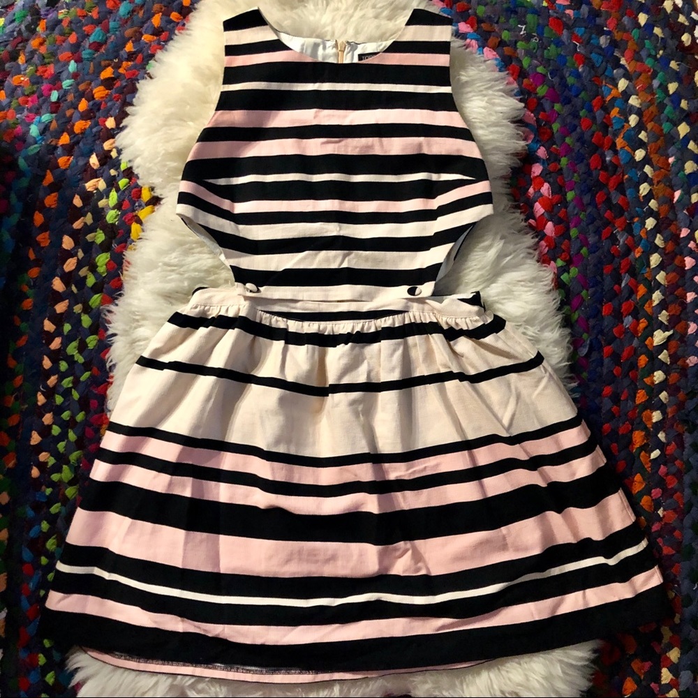 Striped pink Topshop cut-out dress